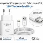 Carregador Completo Com Cabo Para IOS 25W Turbo A'Gold Pro+